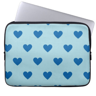 Blauw Cute Eenvoudig Hartpatroon Laptop Sleeve