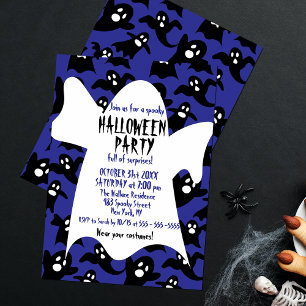 Blauw Cute Ghost Kids Halloween Kostuum Feestje Kaart