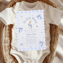 Blauw Cute Konijn Gingham kant Baby Shower