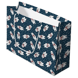 Blauw cute sneeuw ijsbeer patroon groot cadeauzakje
