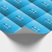 Blauw cyaan gradiënt geometrisch maaspatroon Monog Cadeaupapier (Hoek)