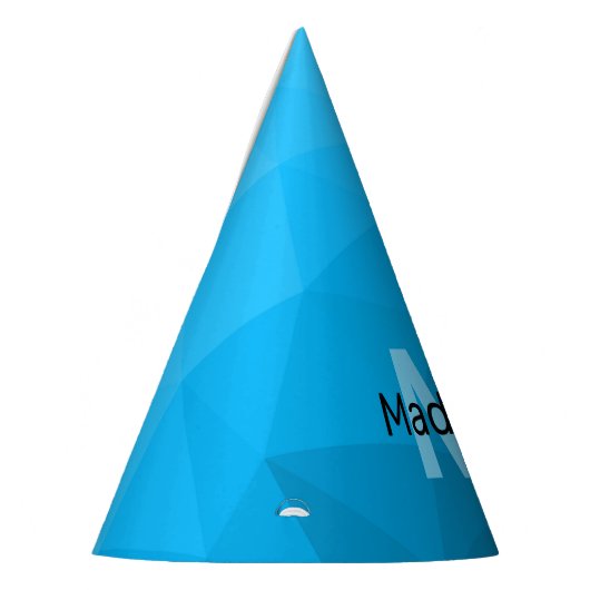 Blauw cyaan gradiënt geometrisch maaspatroon Monog Feesthoedjes (Links)