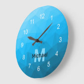 Blauw cyaan gradiënt geometrisch maaspatroon Monog Grote Klok (Hoek)