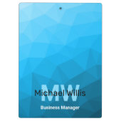 Blauw cyaan gradiënt geometrisch maaspatroon Monog Klembord (Achterkant)