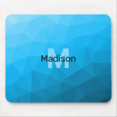 Blauw cyaan gradiënt geometrisch maaspatroon Monog Muismat (Voorkant)