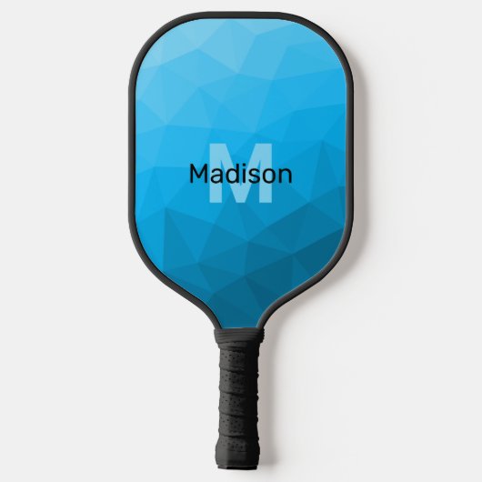 Blauw cyaan gradiënt geometrisch maaspatroon Monog Pickleball Paddle (Achterkant)