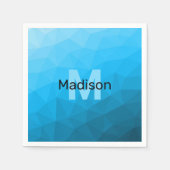 Blauw cyaan gradiënt geometrisch maaspatroon Monog Servet (Voorkant)