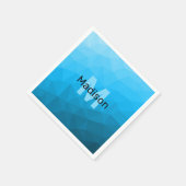 Blauw cyaan gradiënt geometrisch maaspatroon Monog Servet (Hoek)