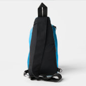Blauw cyaan gradiënt geometrisch maaspatroon Monog Sling Bag (Achterkant)