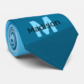 Blauw cyaan gradiënt geometrisch maaspatroon Monog Stropdas (Opgerold)