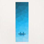 Blauw cyaan gradiënt geometrisch maaspatroon Monog Yogamat (Voorkant)