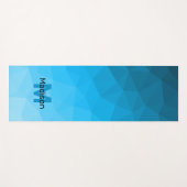 Blauw cyaan gradiënt geometrisch maaspatroon Monog Yogamat (Voorkant (horizontaal))
