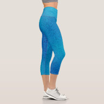 Blauw-cyaan gradiënt Glitters Capri Leggings
