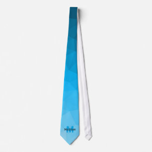 Blauw cyaan verloop geometrie mesh patroon Monogra Stropdas