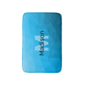 Blauw cyaan verloop geometrisch mesh patroon Monog Badmat (Voorkant Verticaal)