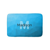 Blauw cyaan verloop geometrisch mesh patroon Monog Badmat (Voorkant)