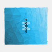 Blauw cyaan verloop geometrisch mesh patroon Monog Fleece Deken (Voorkant (Horizontaal))
