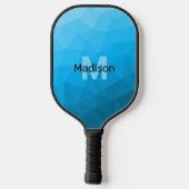 Blauw cyaan verloop geometrisch mesh patroon Monog Pickleball Paddle (Achterkant)