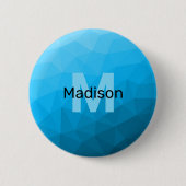 Blauw cyaan verloop geometrisch mesh patroon Monog Ronde Button 5,7 Cm (Voorkant)