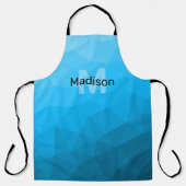 Blauw cyaan verloop geometrisch mesh patroon Monog Schort (Voorkant)