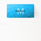 Blauw cyaan verloop geometrisch mesh patroon Monog Spandoek (Insitu)