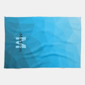 Blauw cyaan verloop geometrisch mesh patroon Monog Theedoek (Horizontaal)
