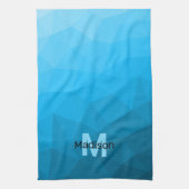 Blauw cyaan verloop geometrisch mesh patroon Monog Theedoek (Verticaal)