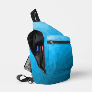 Blauw cyaan verloop geometrisch mesh patroon sling bag