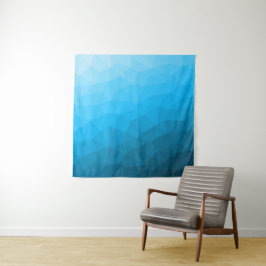 Blauw cyaan verloop geometrisch mesh patroon wandkleed