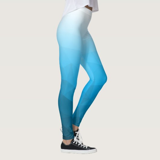 Blauw cyaan Wit Gradiënt Geometrisch Netwerkpatroo Leggings (Rechts)