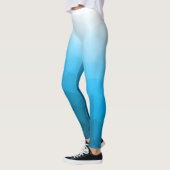 Blauw cyaan Witte Gradiënt Geometrisch Gaas Patroo Leggings (Links)