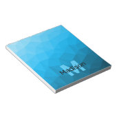 Blauw cyan geometrisch mesh patroon Monogram Notitieblok (Schuin)