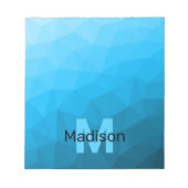 Blauw cyan geometrisch mesh patroon Monogram Notitieblok (Voorkant)