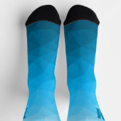 Blauw cyan geometrisch mesh patroon Monogram Sokken (Top)