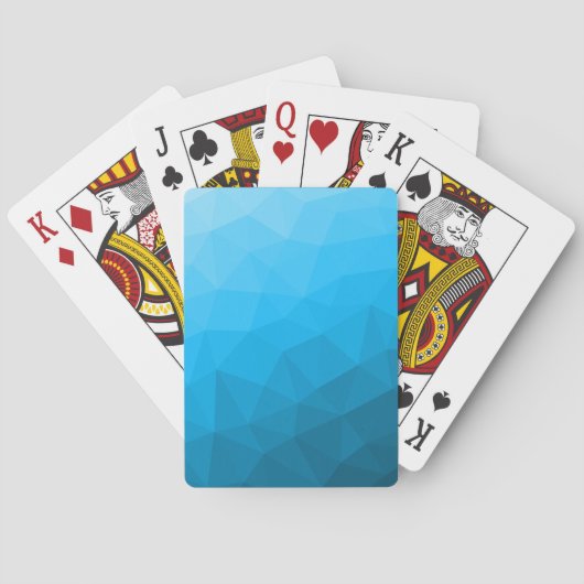 Blauw cyan verloop geometrisch mesh patroon Drieho Pokerkaarten (Achterkant)