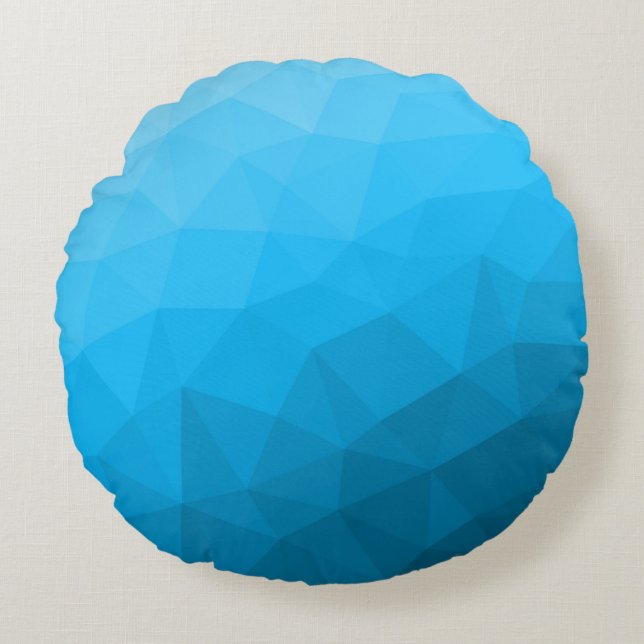 Blauw cyan verloop geometrisch mesh patroon Drieho Rond Kussen (Voorkant)