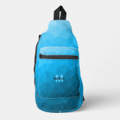 Blauw cyan verloop geometrisch mesh patroon Monogr Sling Bag (Voorkant)