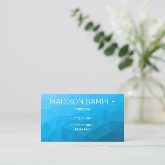 Blauw cyan verloop geometrisch mesh patroon Monogr Visitekaartje (Staand voorkant)