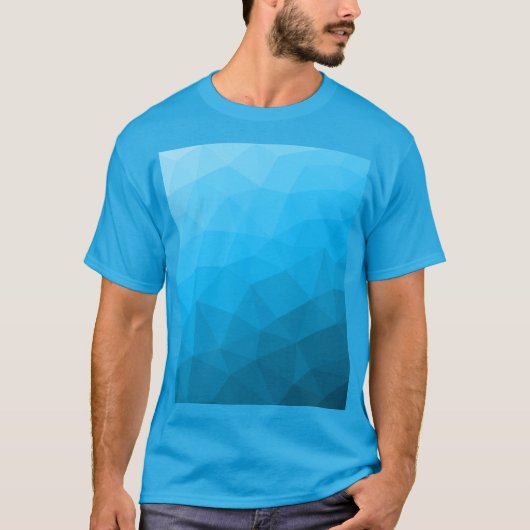Blauw cyan verloop geometrisch mesh patroon t-shirt (Voorkant)
