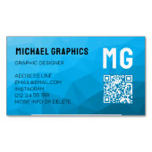 Blauw cyan verloop geometrisch meshpatroon QR-code Magnetisch Visitekaartje (Voorkant)