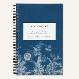 Blauw cyanotype bloem gepersonaliseerd notitieboek