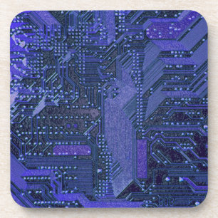 Blauw cyber circuit printplaat tech kunst elektron bier onderzetter