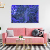 Blauw cyber circuit printplaat tech kunst elektron canvas afdruk (Insitu (Woonkamer))