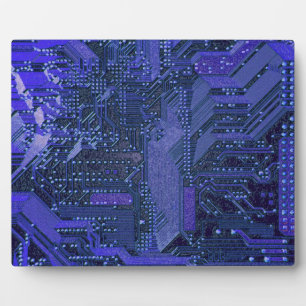 Blauw cyber circuit printplaat tech kunst elektron fotoplaat