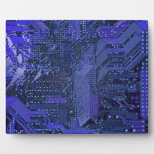 Blauw cyber circuit printplaat tech kunst elektron fotoplaat (Voorkant)