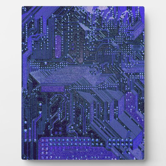 Blauw cyber circuit printplaat tech kunst elektron fotoplaat (Voorkant)