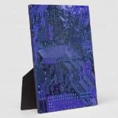 Blauw cyber circuit printplaat tech kunst elektron fotoplaat (Zijkant)