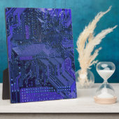 Blauw cyber circuit printplaat tech kunst elektron fotoplaat (Zijkant)