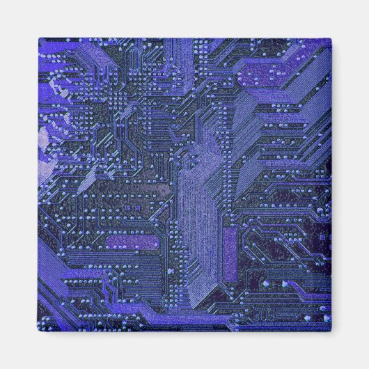Blauw cyber circuitbord tech-elektronica magneet (Voorkant)