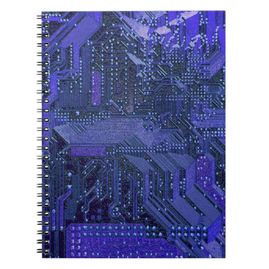 Blauw cyber circuitbord tech-elektronica notitieboek (Voorkant)